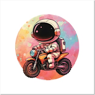 Cute Astronaut Riding Motorbike Design Posters and Art